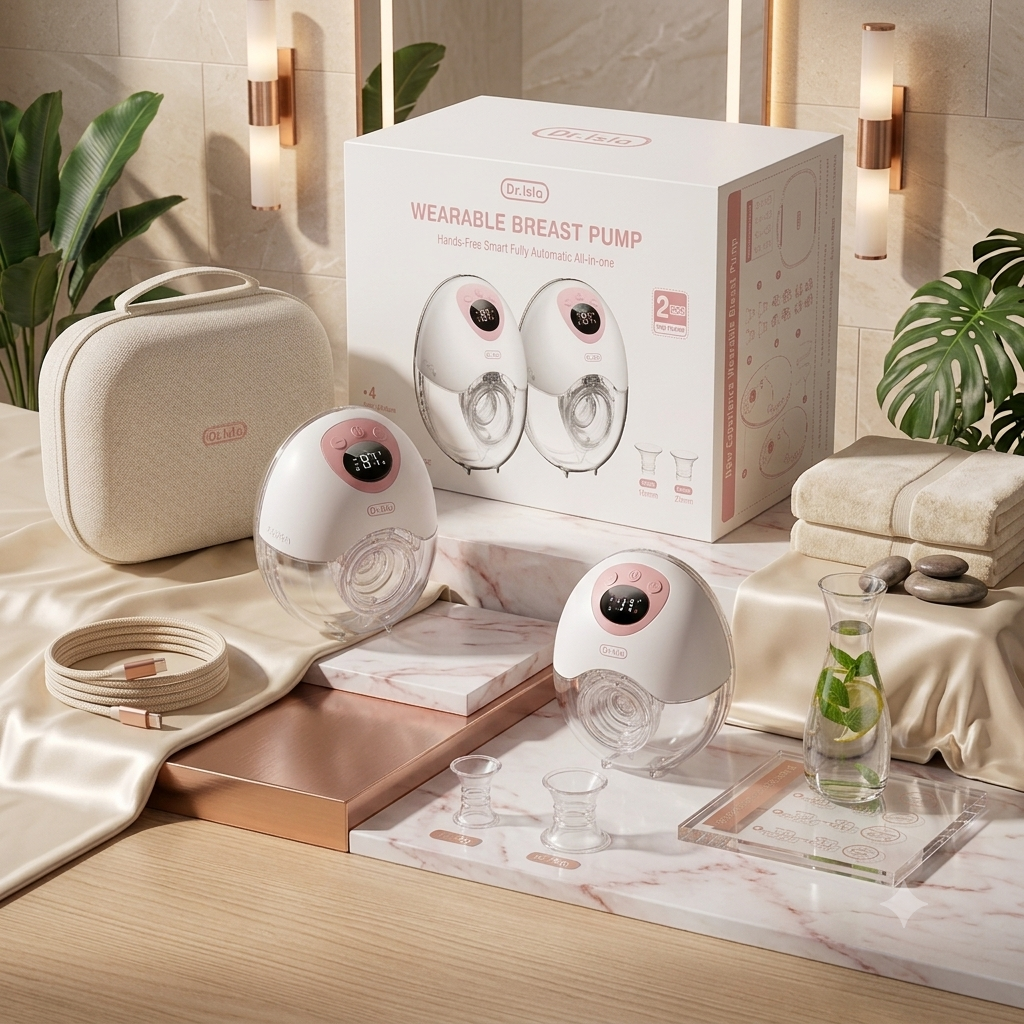Tire-lait électrique portable mains libres Rose — LED, 4 modes, 36 niveaux